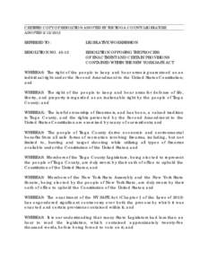 CERTIFIED COPY OF RESOLUTION ADOPTED BY THE TIOGA COUNTY LEGISLATURE ADOPTED[removed]REFERRED TO:  LEGISLATIVE WORKSESSION