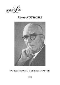 Pierre NOTHOMB  Par Jean MERGEAI et Christian MUNSTER