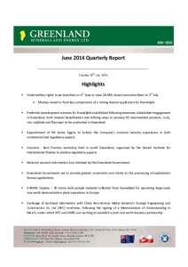 Microsoft Word - Q2_2014 Quarterly Activity Report Draft