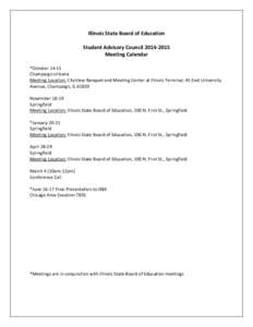 Student Advisory Council[removed]Meeting Calendar