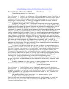 Southern Campaign American Revolution Pension Statements & Rosters Pension Application of Thomas Duncan W1577 Transcribed and annotated by C. Leon Harris. Rhoda Duncan