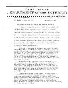 UNITED STATES  EPARTMENT of the INTERIOR * * * * * * * * * * * * * * * * * * * * *news OFFICE OF THE SECRETARY