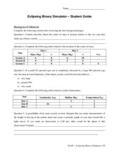 Eclipsing Binary Simulator Student Guide