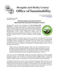 Memphis and Shelby County  Office of Sustainability Contact: John Zeanah, Administrator [removed[removed]