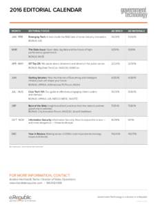 2018 EDITORIAL CALENDAR  SPACE CLOSE  MATERIALS