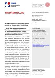 PRESSEMITTEILUNG  PRESSE- UND ÖFFENTLICHKEITSARBEIT Wissenschaftskommunikation Dr. Eva Maria Wellnitz