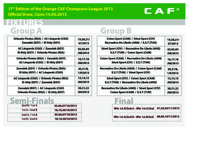 17th Edition of the Orange CAF Champions League 2013 Oﬃcial Draw, Cairo[removed]