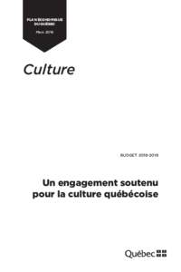 PLAN ÉCONOMIQUE DU QUÉBEC Mars 2018 Culture