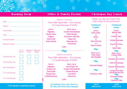 Booking Form  Office & Family Parties