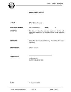 SALT Safety Analysis  APPROVAL SHEET TITLE