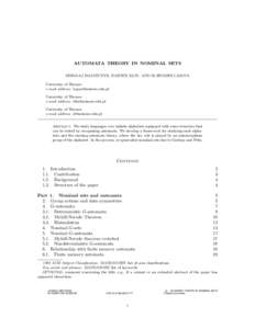 AUTOMATA THEORY IN NOMINAL SETS ´ MIKOLAJ BOJANCZYK, BARTEK KLIN, AND SLAWOMIR LASOTA University of Warsaw e-mail address: 