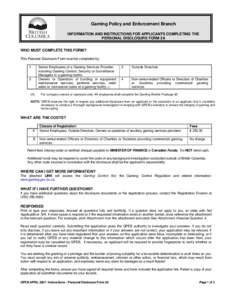 Personal Disclosure Form 2A (including information and instructions)