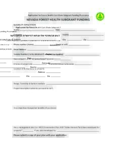 Application for Forest Health Cost-Share Subgrant Funding/Assistance  NEVADA FOREST HEALTH SUBGRANT FUNDING ELIGIBILITY APPLICATION Name