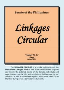 Senate of the Philippines  Linkages Circular Volume 9 No. 2.7 August