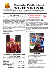 Nemingha Public School  NEWSLINK Term 2, Week 2 9th May, 2014