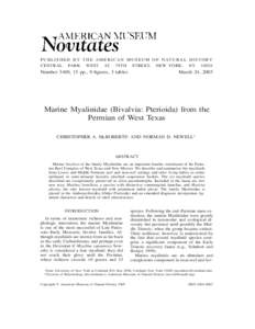 P U B L I S H E D B Y T H E A M E R I C A N M U S E U M O F N AT U R A L H I S T O R Y CENTRAL PARK WEST AT 79TH STREET, NEW YORK, NY[removed]Number 3469, 15 pp., 9 figures, 3 tables  March 24, 2005