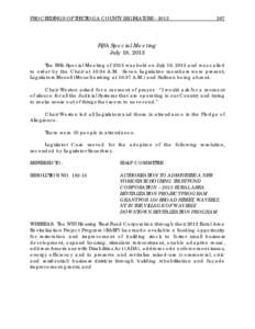 PROCEEDINGS OF THE TIOGA COUNTY LEGISLATURE[removed]Fifth Special Meeting July 18, 2013