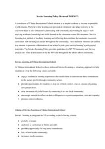 Community building / Experiential learning / Service-learning / Educational psychology / IB Middle Years Programme / E-learning / Project-based learning / Overseas School of Colombo / Education / Alternative education / American society