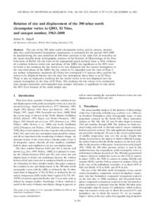 JOURNAL OF GEOPHYSICAL RESEARCH, VOL. 106, NO. D23, PAGES 31,787–31,794, DECEMBER 16, 2001  Relation of size and displacement of the 300 mbar north circumpolar vortex to QBO, El Nino, and sunspot number, 1963–2000 Ja