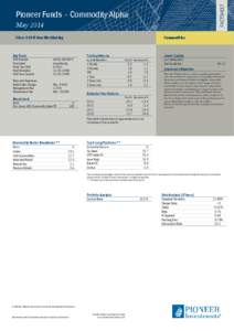 FACTSHEET  Pioneer Funds – Commodity Alpha May 2014 Commodities