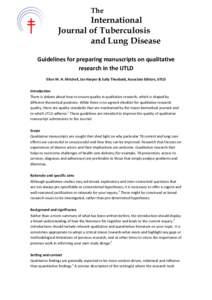 The  International Journal of Tuberculosis and Lung Disease Guidelines for preparing manuscripts on qualitative 