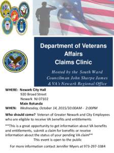 Department of Veterans Affairs Claims Clinic Hosted by the South Ward Councilman John Sharpe James & VA’s Newark Regional Office