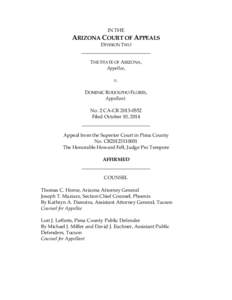 IN THE  ARIZONA COURT OF APPEALS DIVISION TWO THE STATE OF ARIZONA, Appellee,
