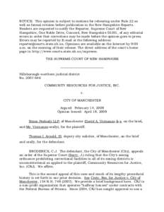 Community Resources for Justice, Inc. v. City of Manchester