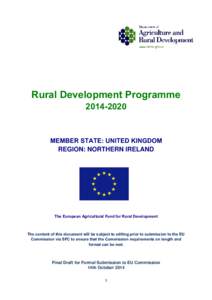 Rural Development ProgrammeMEMBER STATE: UNITED KINGDOM REGION: NORTHERN IRELAND