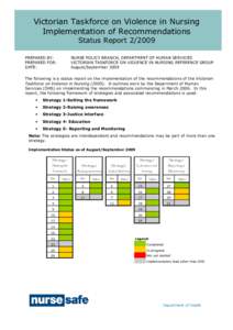 Occ Violence Project Status Report 2009