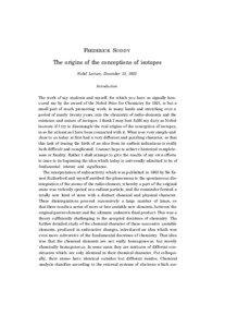 F REDERICK S O D D Y  The origins of the conceptions of isotopes