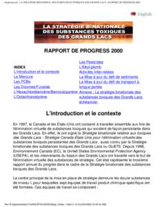 binational.net - LA STRATÉGIE BINATIONAL DES SUBSTANCES TOXIQUES DES GRANDS LACS - RAPPORT DE PROGRESS 2000