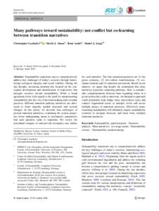 Sustain Sci DOIs11625ORIGINAL ARTICLE  Many pathways toward sustainability: not conflict but co-learning