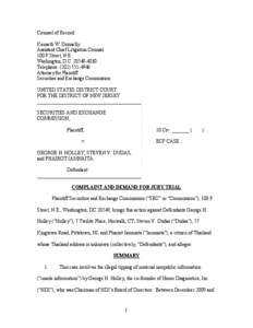 Counsel of Record: Kenneth W. Donnelly Assistant Chief Litigation Counsel 100 F Street, N.E. Washington, D.C[removed]Telephone: ([removed]