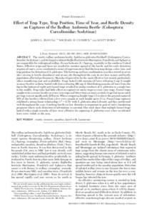 FOREST ENTOMOLOGY  Effect of Trap Type, Trap Position, Time of Year, and Beetle Density on Captures of the Redbay Ambrosia Beetle (Coleoptera: Curculionidae: Scolytinae) JAMES L. HANULA,1,2 MICHAEL D. ULYSHEN,3