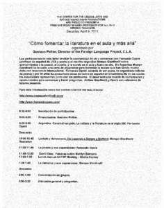 THE CENTER FOR THE LIBERAL ARTS AND ARTHUR VINING DAVIS FOUNDATIONS ARE PROUD TO PRESENT A FREE SATURDAY SPANISH WORKSHOP FOR ALL K-12 VIRGINIA TEACHERS