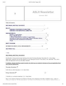 [removed]ASLH Newsletter | Summer 2002 ASLH Newsletter Summer 2002