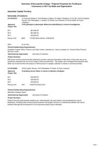 ARC Linkage Projects 2011 Round 1 Application Detail Summary