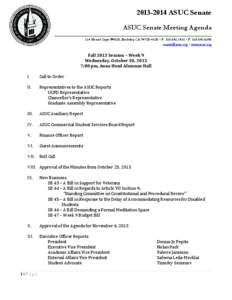 [removed]ASUC Senate ASUC Senate Meeting Agenda ___________________________________________________________________________________ 114 Hearst Gym #4520, Berkeley CA[removed] • P: [removed] • F: [removed]se