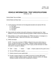 TEST VEHICLE INFORMATION/TEST SPECIFICATIONS