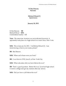 R. Ben Benson Interview, NYS Military Museum  R. Ben Benson Narrator Michael Moad [?] Interviewer