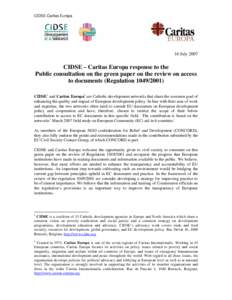 Public consultation on the green paper on the review on access to documents (Regulation[removed])