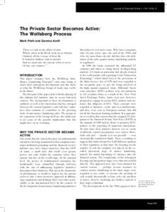 Journal of Financial Crime Ð Vol. 10 No. 4  The Private Sector Becomes Active: The Wolfsberg Process Mark Pieth and Gemma Aiol® `There is a tide in the aairs of men