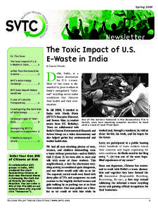SpringNewsletter In This Issue The Toxic Impact of U.S. E-Waste in India
