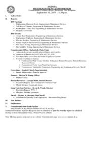 AGENDA ROCKINGHAM COUNTY COMMISSIONERS Commissioners Conference Room - Brentwood, New Hampshire September 16, 2014 – 3:30 p.m.
