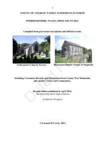 1 SURVEY OF “GEORGE” FAMILY INTERMENTS IN NORTH PEMBROKESHIRE, WALES, FROM 1654 TO[removed]FH