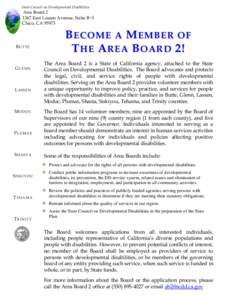 State Council on Developmental Disabilities  Area Board[removed]East Lassen Avenue, Suite B~3 Chico, CA 95973