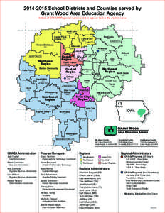 [removed]School Districts and Counties served by Grant Wood Area Education Agency Initials of GWAEA Regional Administrators appear below the district name North Linn (SBo)