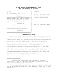 IN THE UNITED STATES BANKRUPTCY COURT FOR THE DISTRICT OF DELAWARE In re: AE LIQUIDATION, INC., et al., Debtor. ANNETTE VARELA and JOHN J. DIMURA