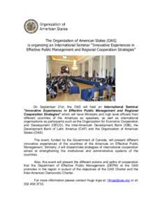 The Organization of American States (OAS) is organizing an International Seminar 